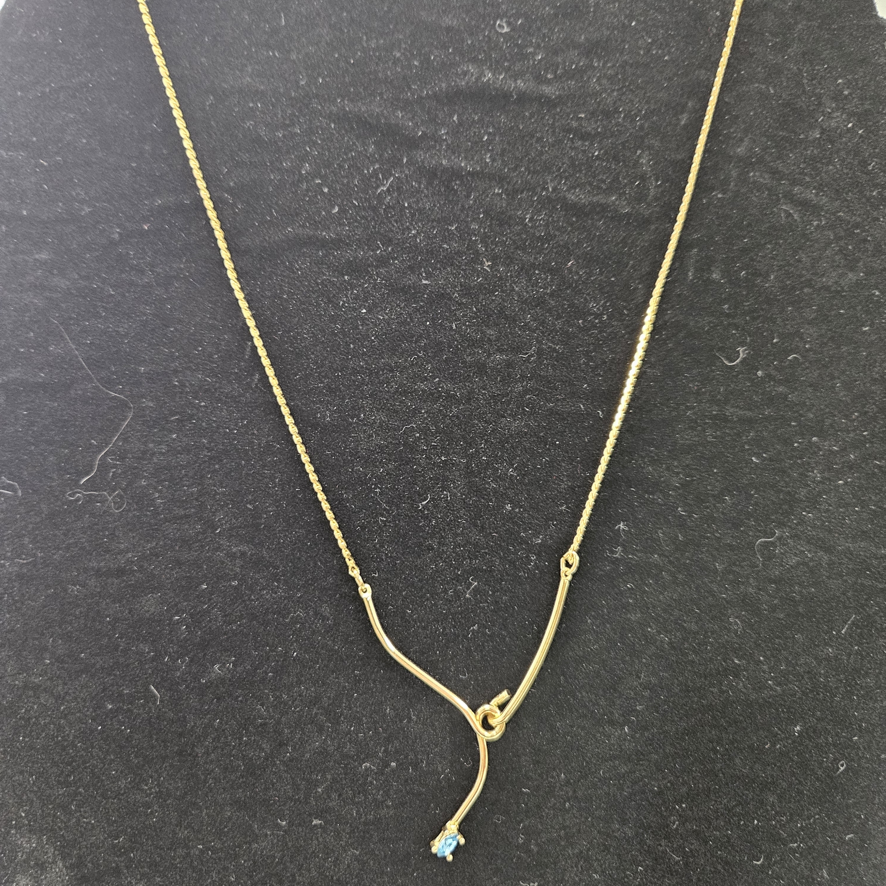Chic Gold Necklace With Blue Detail